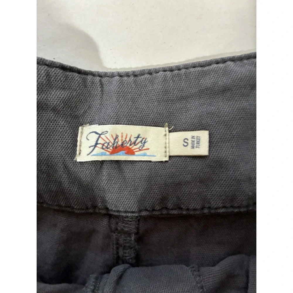 faherty Arlie Faded Black‎ Linen Blend High Waist Shorts Sz Small Belted Pockets